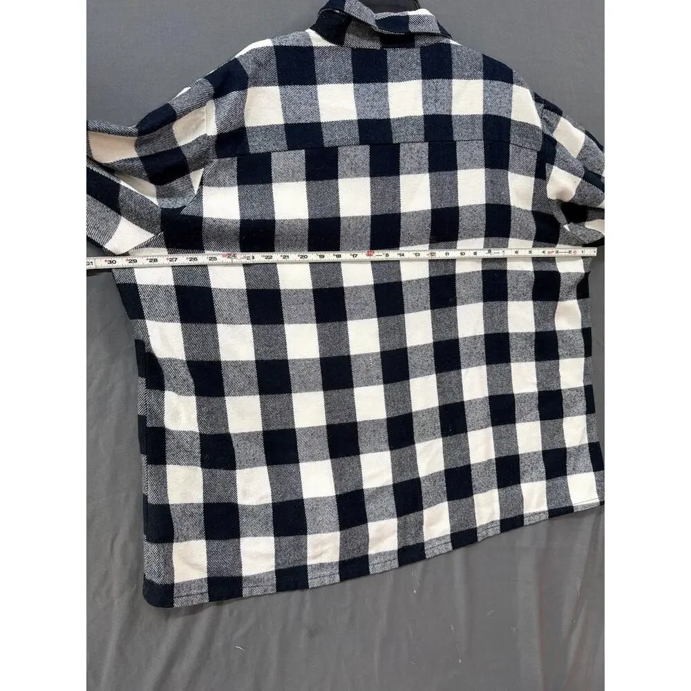 Woolland Big 3X Buffalo Plaid Flannel Shirt Jacket Sherpa Lined Black White